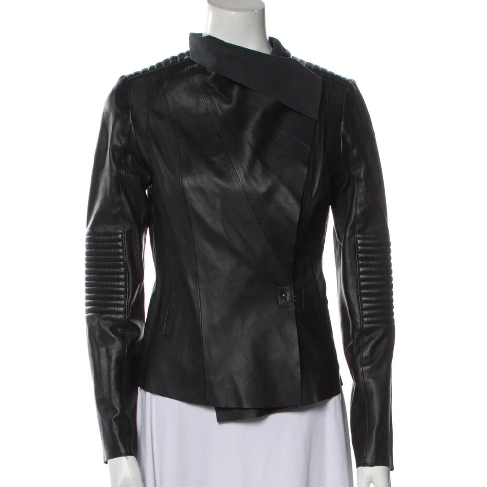 Stella & Jamie Black Leather Moto Jacket XS